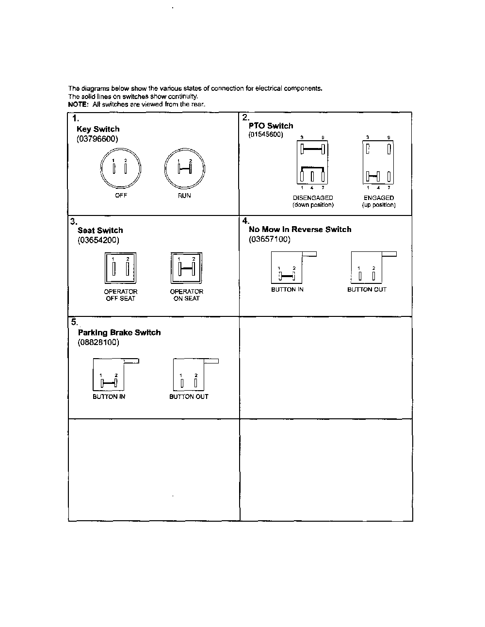 Continuity diagram Diagram and Parts List for 91600200  Ariens Lawn Mower