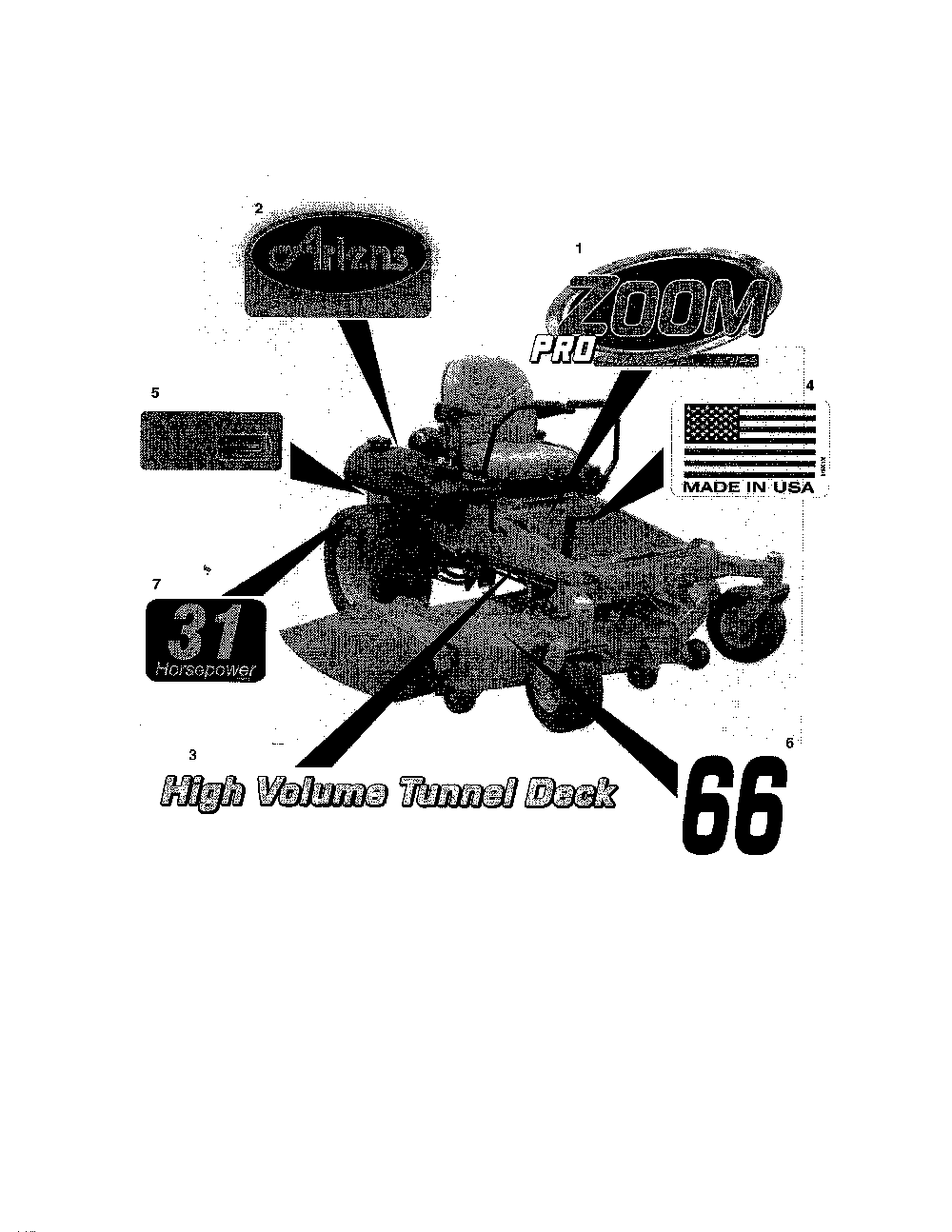 Decals-style Diagram and Parts List for 99280700  Ariens Lawn Mower