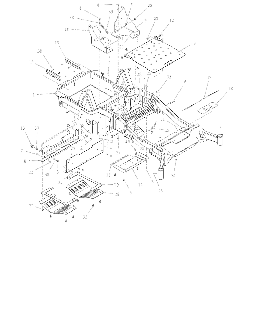 Frame - 60-Inch - Rd Diagram and Parts List for 997314 001500 - 001999 Ariens Lawn Tractor
