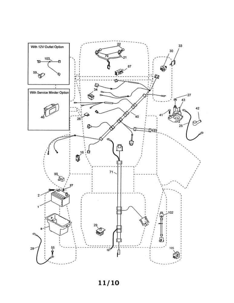 Electrical Diagram and Parts List for 96046001001  Ariens Lawn Tractor