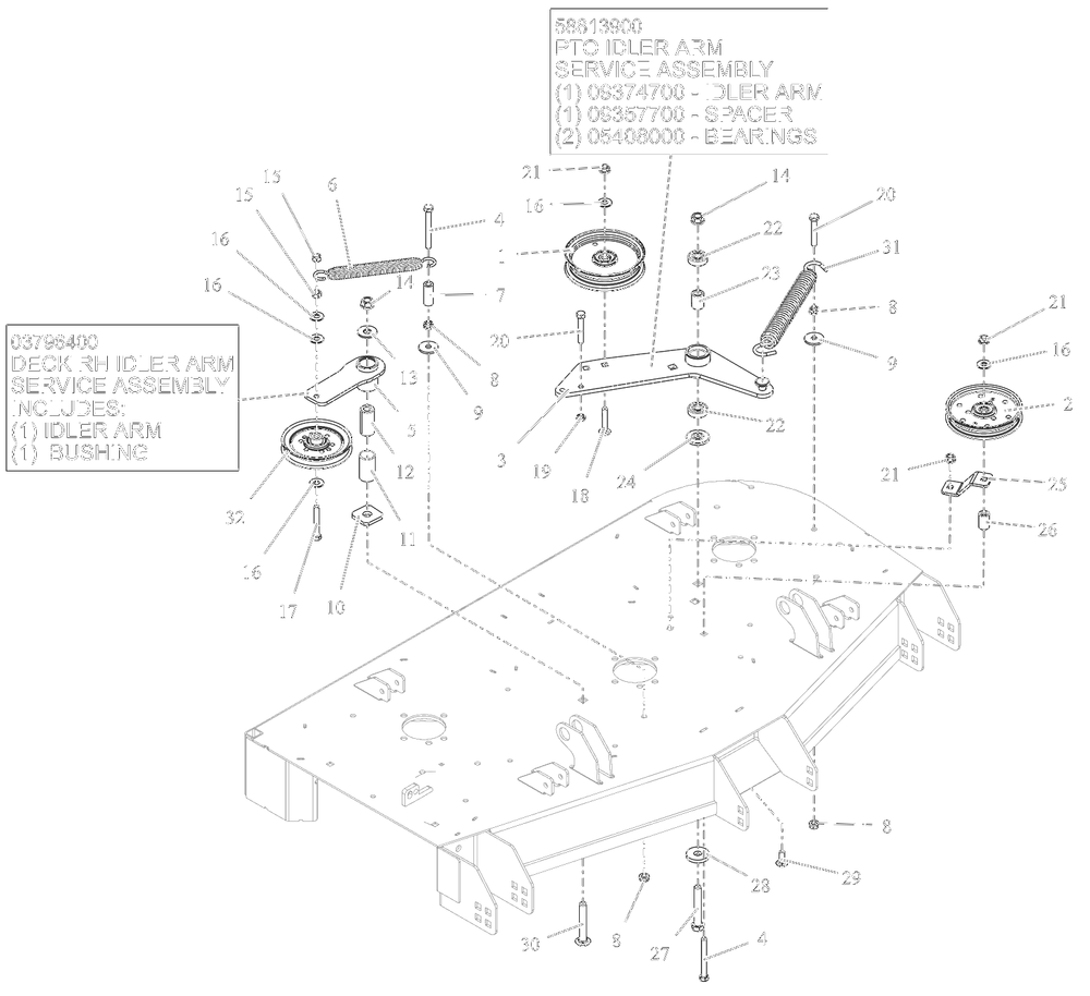 Idlers And Sheaves - 48-Inch Diagram and Parts List for 991296 100000 + Ariens Lawn Tractor