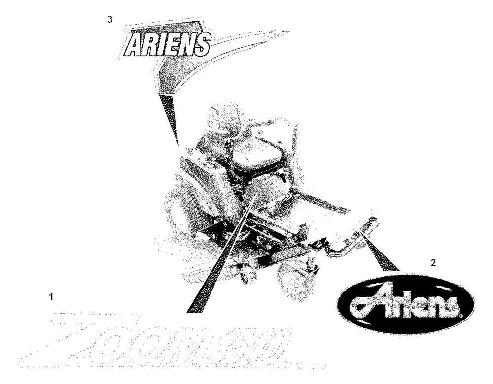 Decals-Style Diagram and Parts List for 915067 (010000 & Above)(1740) Ariens Lawn Tractor