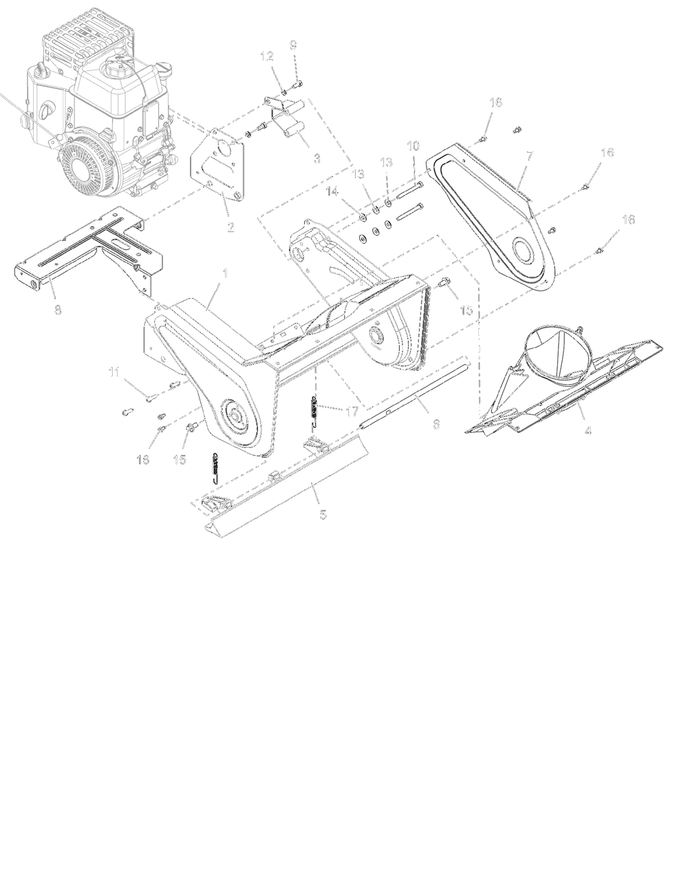 Frame Diagram and Parts List for 938029  Ariens Snow Blower