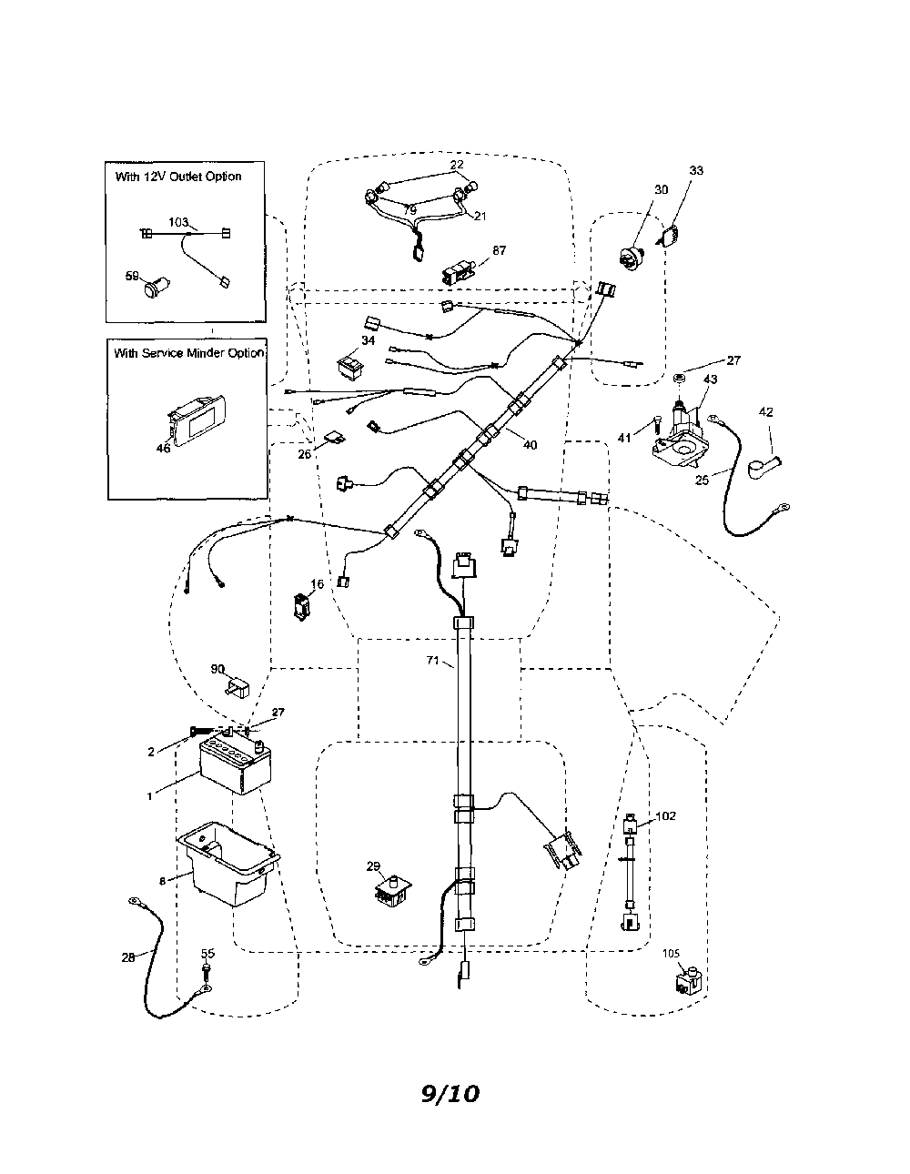 Electrical Diagram and Parts List for 93604800  Ariens Lawn Tractor