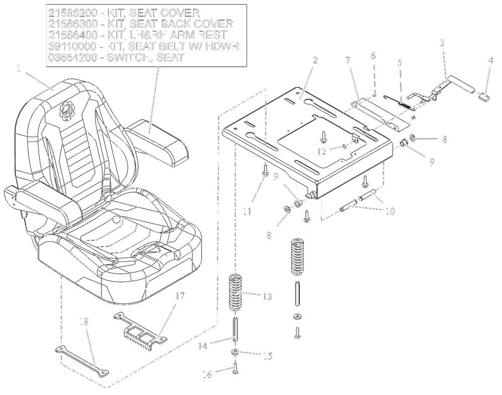Seat - Apex Diagram and Parts List for 991296 100000 + Ariens Lawn Tractor