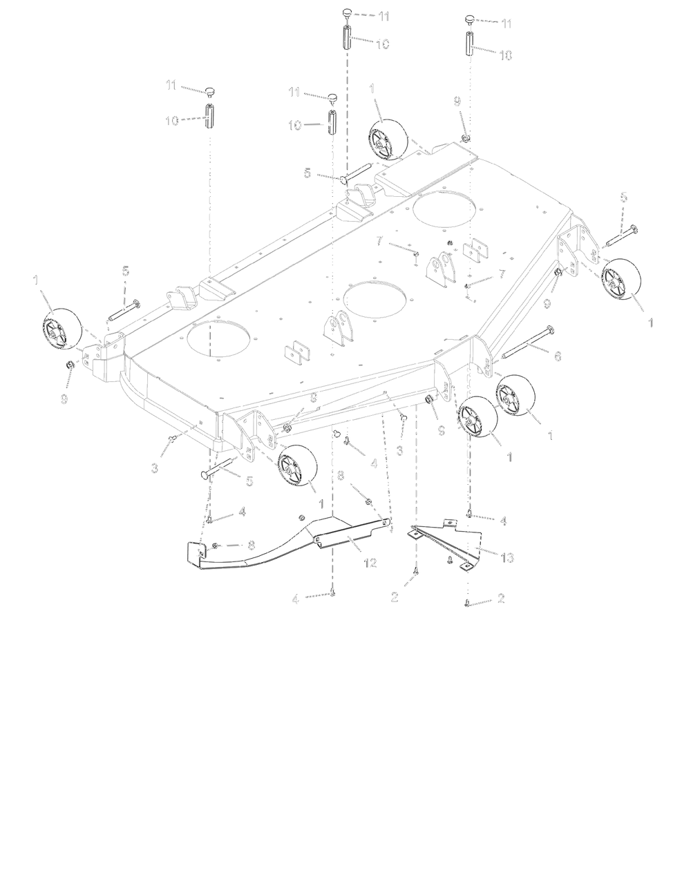 Anti-Scalp Wheels And Baffles - 60-Inch - Rd Diagram and Parts List for 998312 001000 + Ariens Lawn Tractor