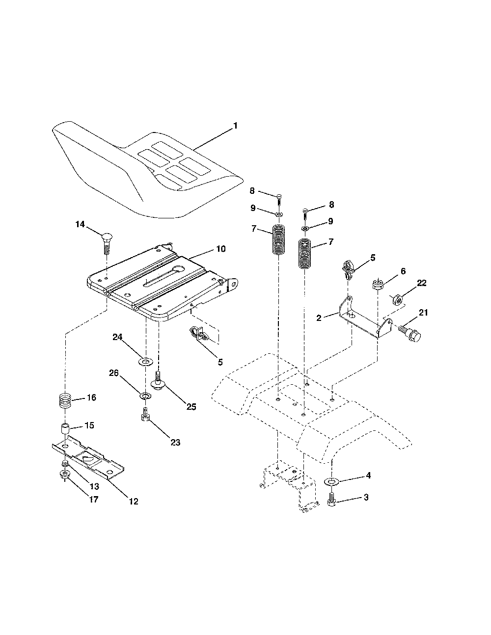 Seat Diagram and Parts List for A175BG42 96016002102 Ariens Lawn Tractor