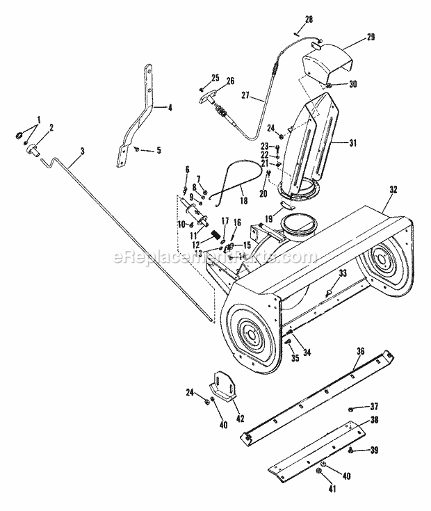 Sno-Thro Controls Diagram and Parts List for 834006 000101 Ariens Lawn Tractor