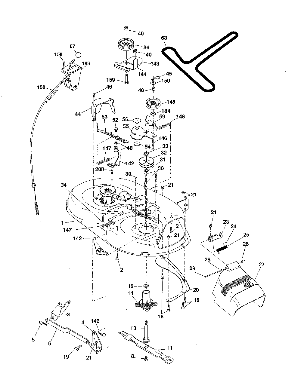 Mower deck Diagram and Parts List for 936060  Ariens Lawn Tractor