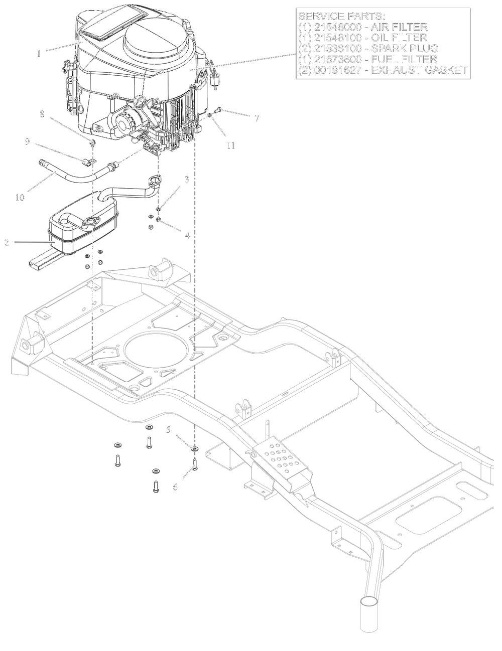 Engine - Kawasaki Fr730 Diagram and Parts List for 991590 095000 + Ariens Lawn Tractor