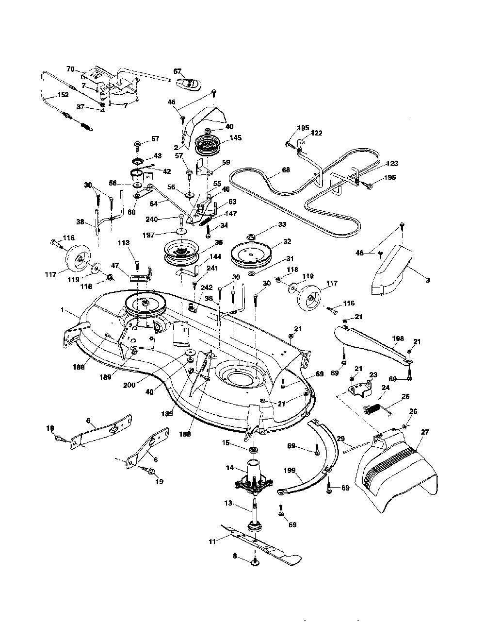 Mower Deck Diagram and Parts List for A2346YT 96046001900 Ariens Lawn Tractor