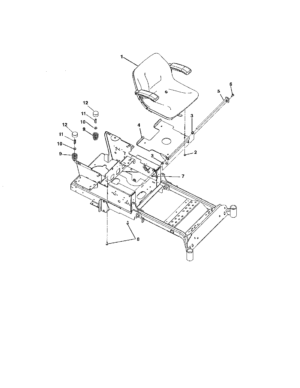 Seat Diagram and Parts List for 99105600  Ariens Lawn Mower