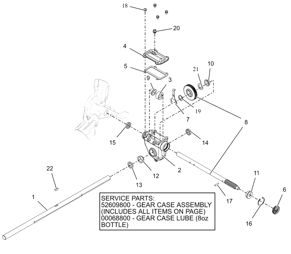 Gear Case - 32" Diagram and Parts List for 926092 000101 & Above Ariens Snow Blower