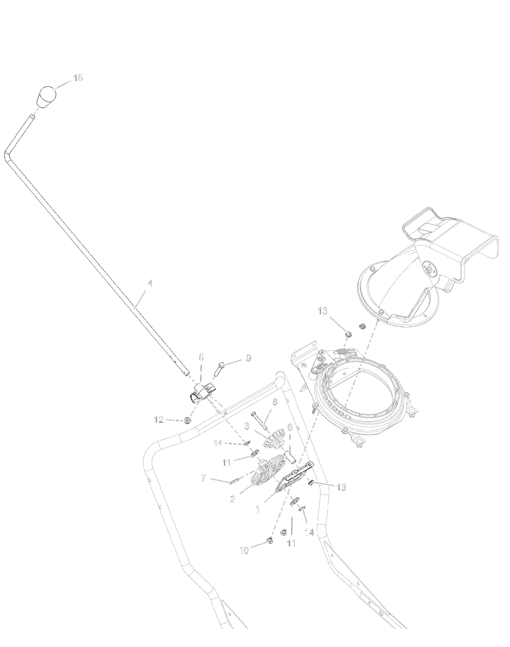 Chute Remote Diagram and Parts List for 938029  Ariens Snow Blower