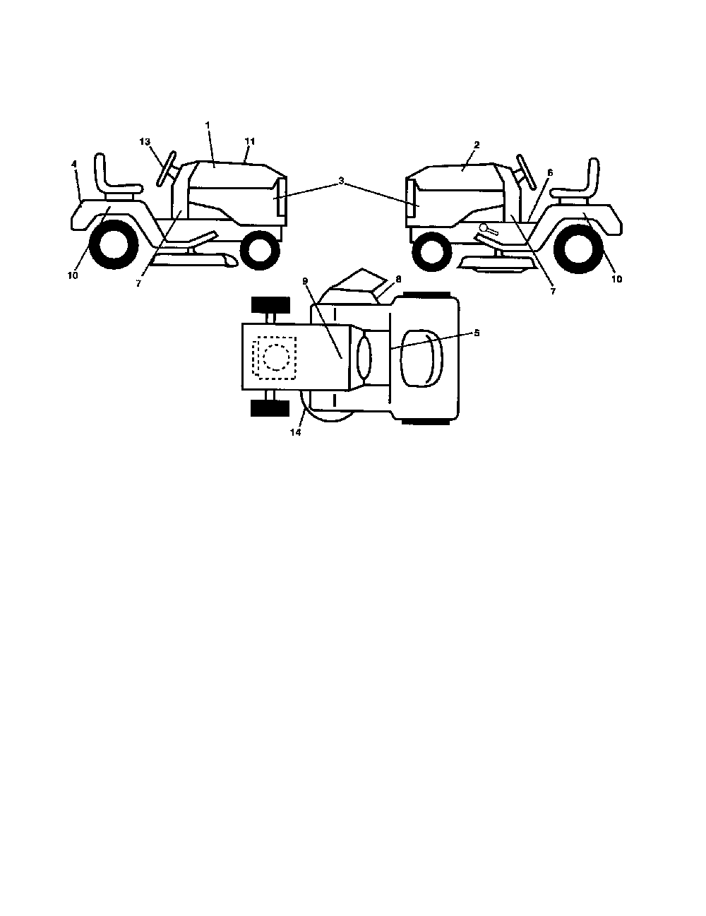 Decals Diagram and Parts List for A2246YT 96046001700 Ariens Lawn Tractor