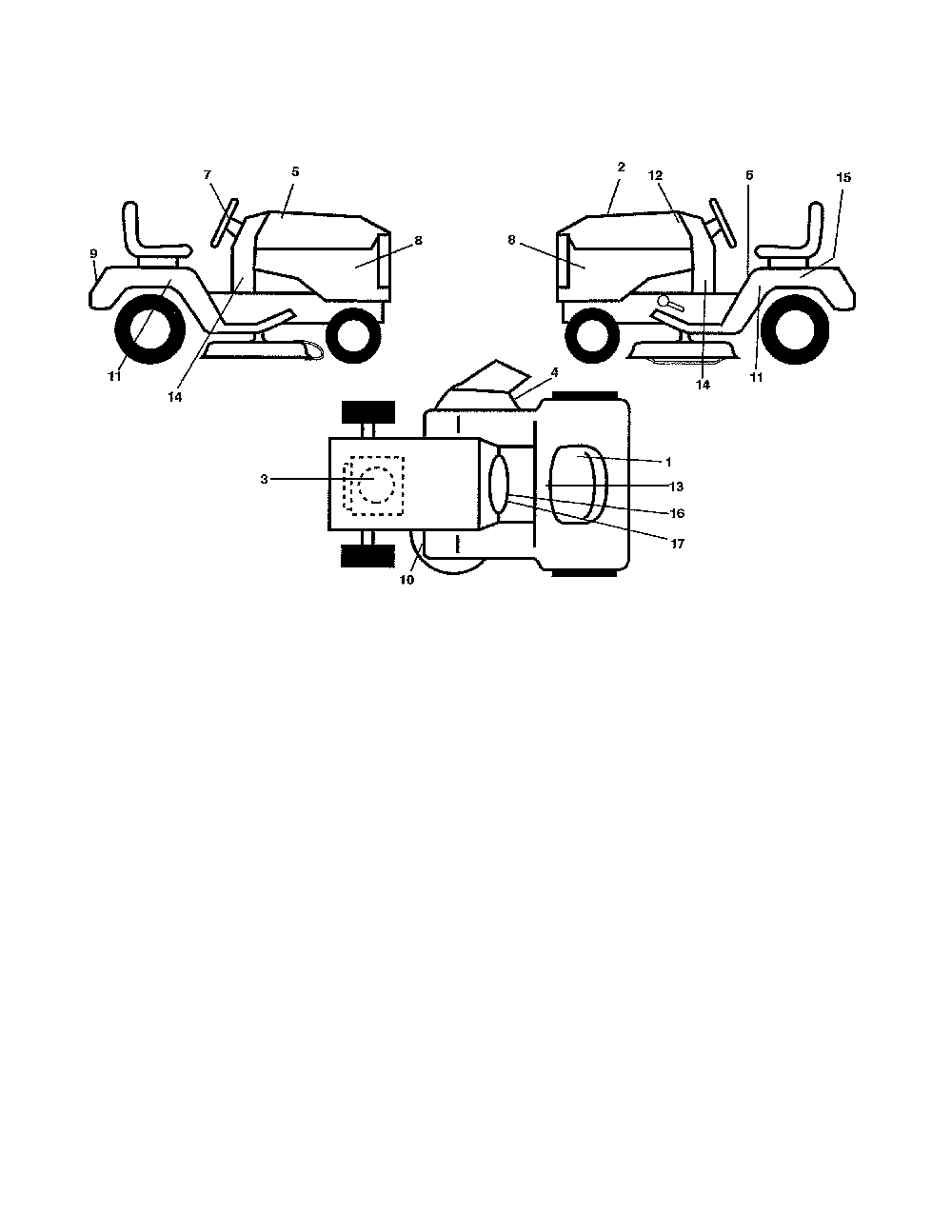 Decals Diagram and Parts List for A175BG42 96016002300 Ariens Lawn Tractor