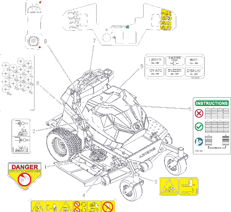 Decals - Safety - Sd Diagram and Parts List for 998302 000500 - 000999 Ariens Lawn Tractor