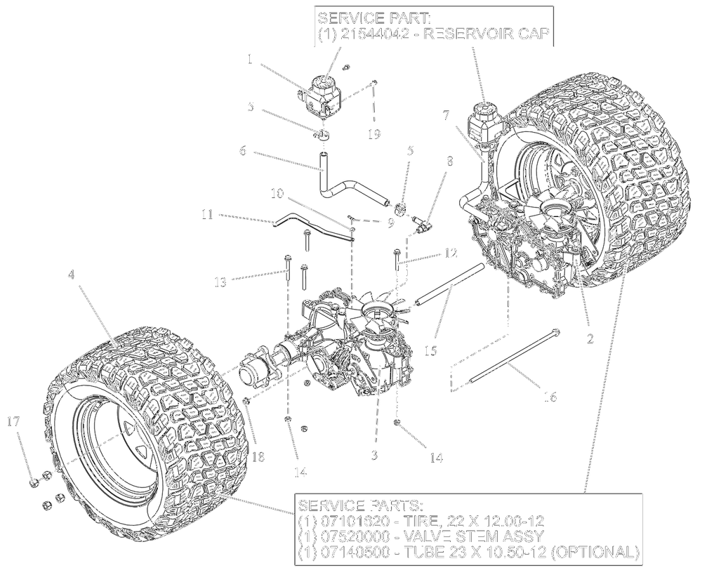 Rear Tires And Transaxles Diagram and Parts List for 991590 095000 + Ariens Lawn Tractor