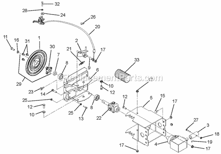 Brush Drive Unit Diagram and Parts List for 821001 000101 Ariens Snow Blower