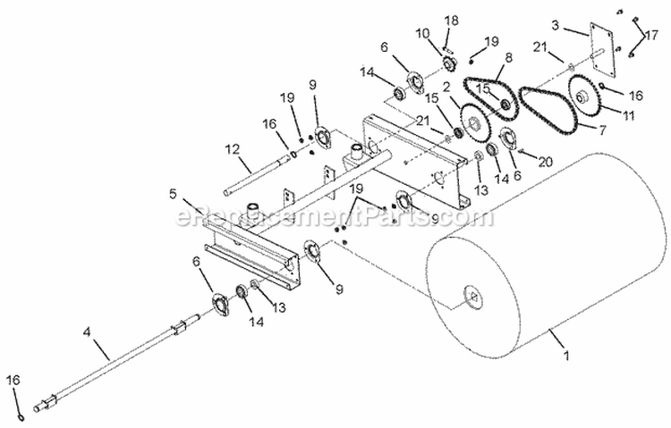 Brush Frame Diagram and Parts List for 821001 000101 Ariens Snow Blower