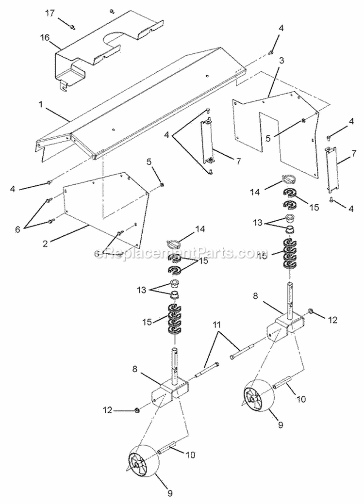 Brush Head Diagram and Parts List for 821001 000101 Ariens Snow Blower