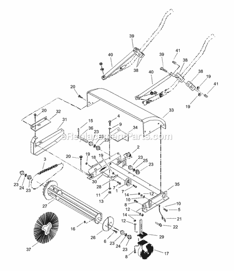 Brush Head Diagram and Parts List for 824013 000101 Ariens Snow Blower