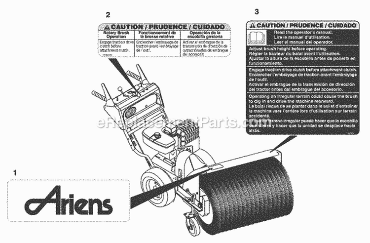 Decals Diagram and Parts List for 824014 000101 Ariens Snow Blower