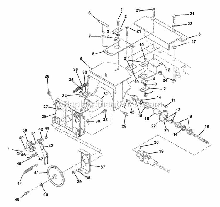 Brush Drive Unit Diagram and Parts List for 824015 000101 Ariens Snow Blower