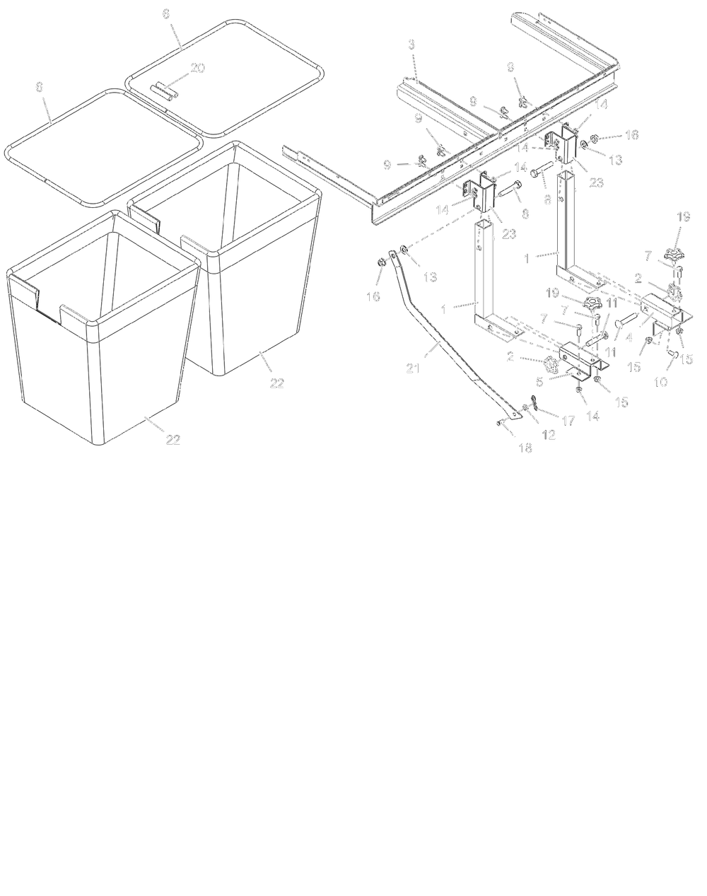 Bagger Frame Assembly Diagram and Parts List for 815051 000101 + Ariens Lawn Tractor