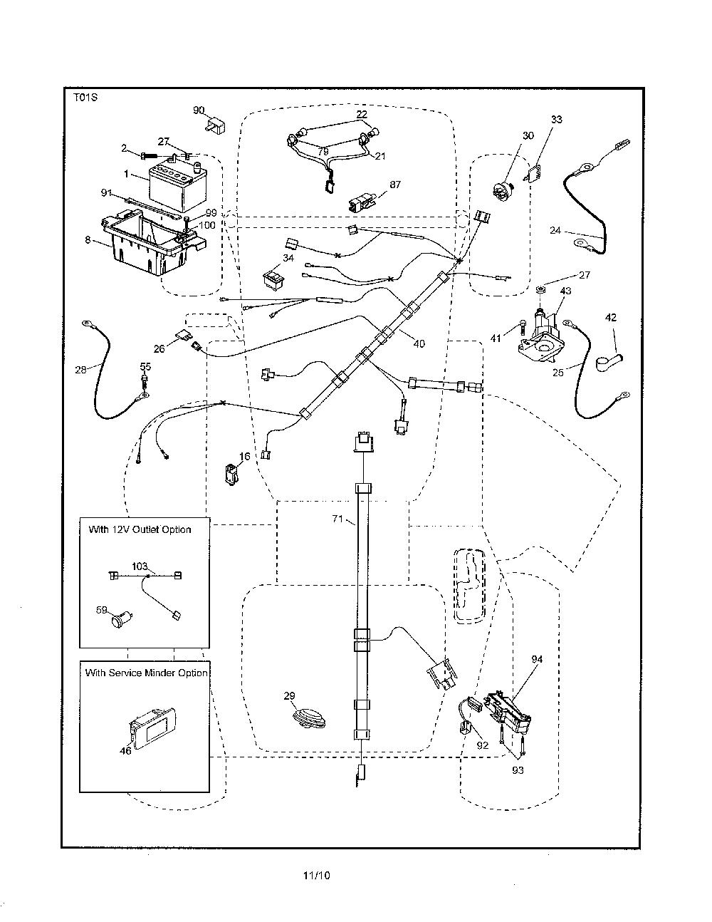 Electrical Diagram and Parts List for 96046001600  Ariens Lawn Tractor