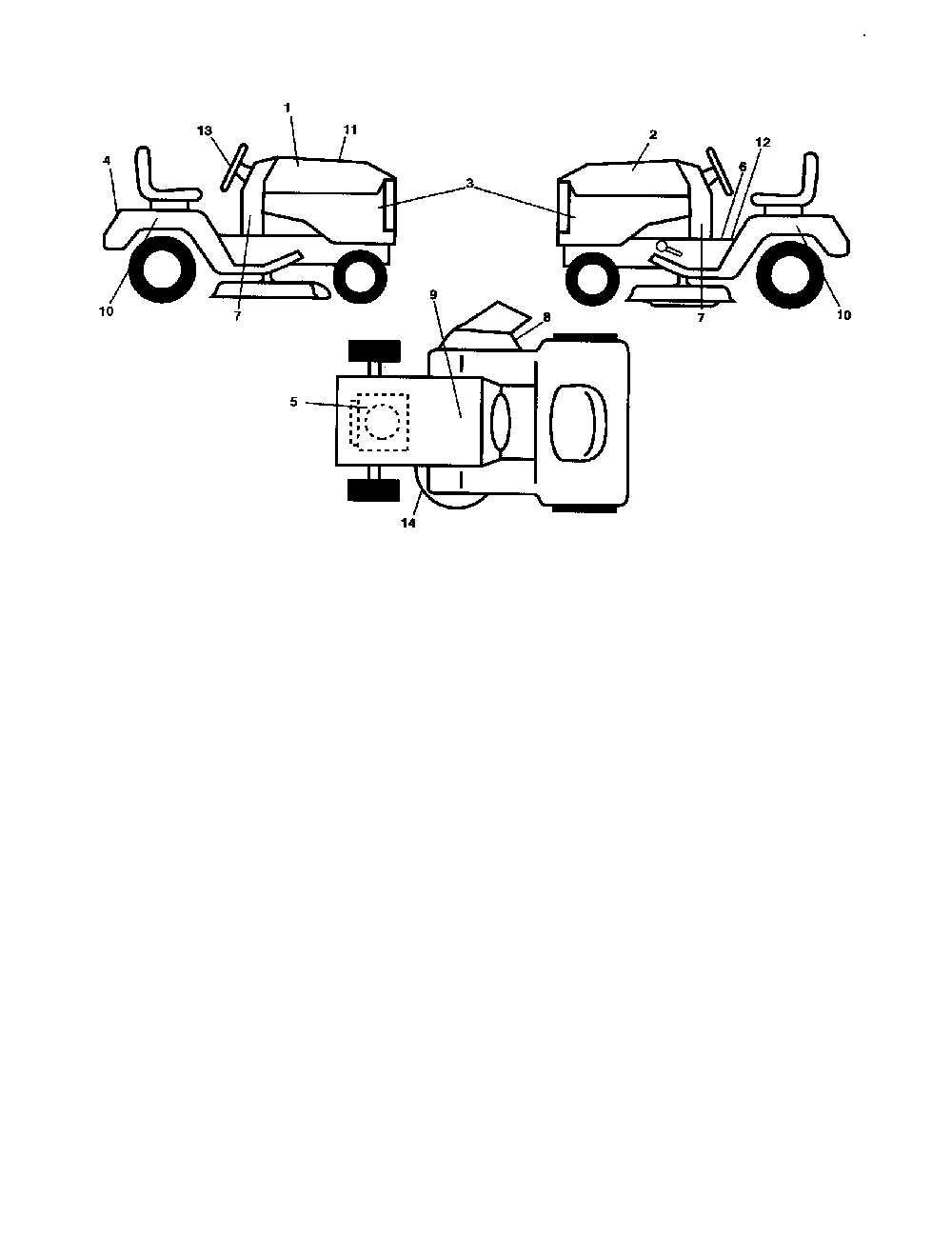 Decals Diagram and Parts List for A2346YT 96046001900 Ariens Lawn Tractor