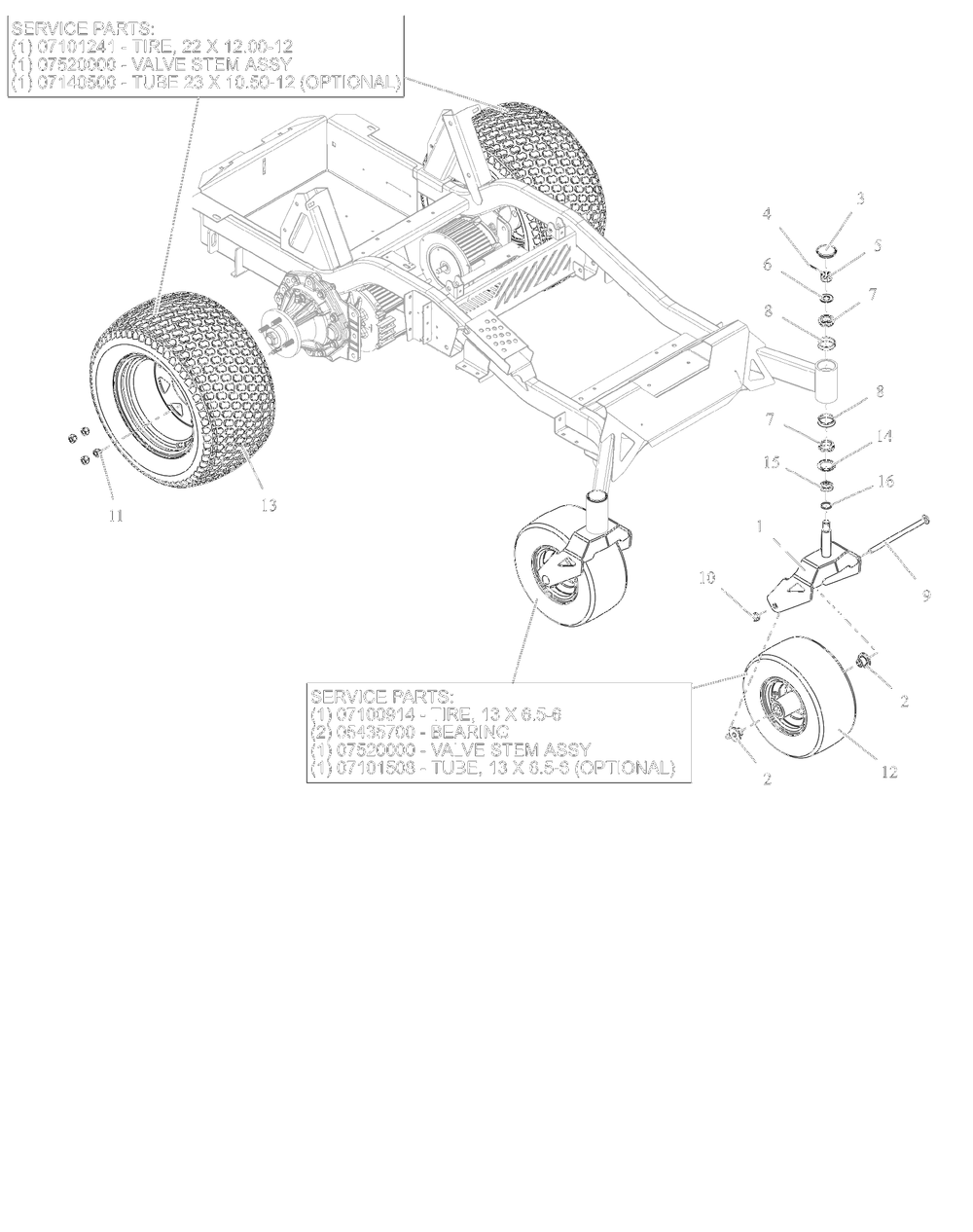 Wheels - 60-Inch Diagram and Parts List for 997314 001500 - 001999 Ariens Lawn Tractor