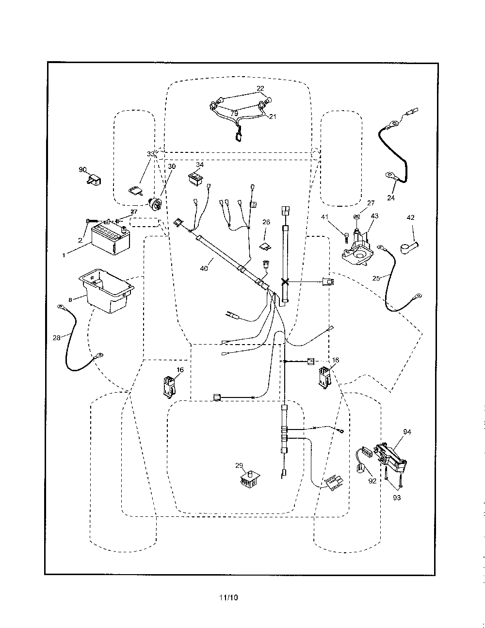 Electrical Diagram and Parts List for A175BG42 96016002102 Ariens Lawn Tractor