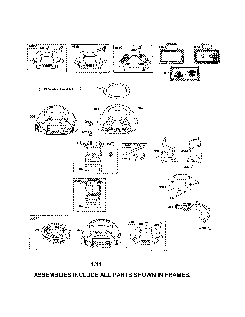 Air cleaner/blower housing Diagram and Parts List for 96046001600  Ariens Lawn Tractor