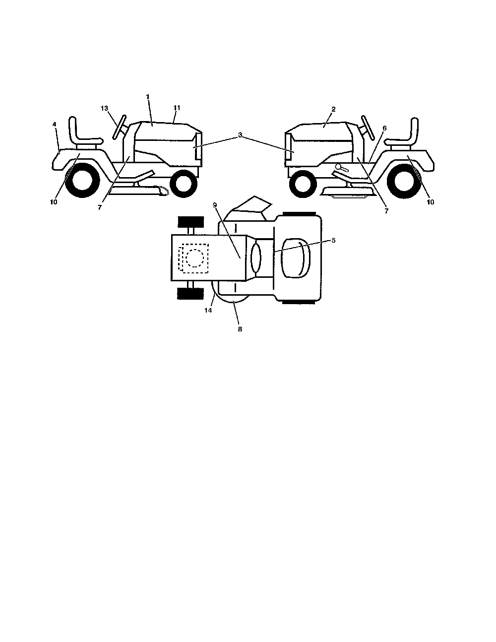 Decals Diagram and Parts List for A25KH54 96046001800 Ariens Lawn Tractor