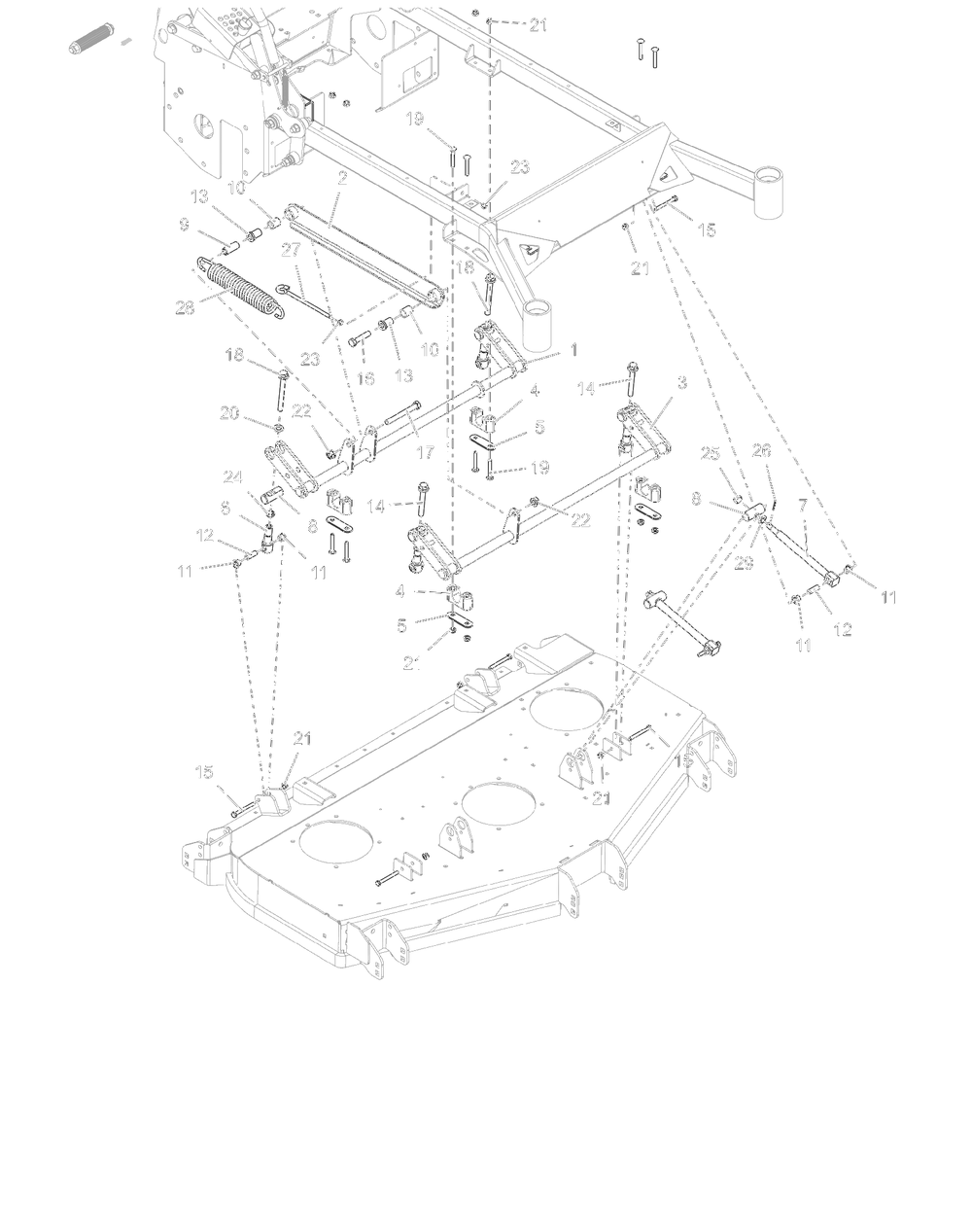 Deck Lift - Rd Diagram and Parts List for 998304 001000 + Ariens Lawn Tractor