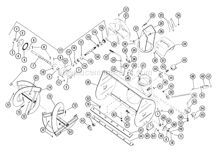 Sno-Thro Parts Diagram and Parts List for 910954 000001 Ariens Snow Blower