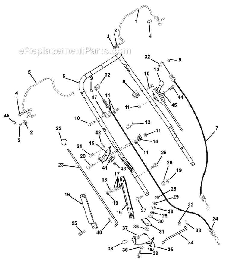 H&lebar & Controls Diagram and Parts List for 911086 005000 Ariens Lawn Mower