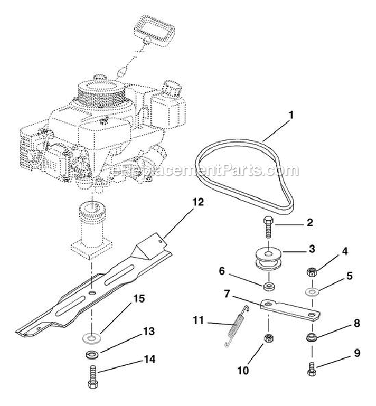 Blade & Belt Diagram and Parts List for 911086 000101 Ariens Lawn Mower