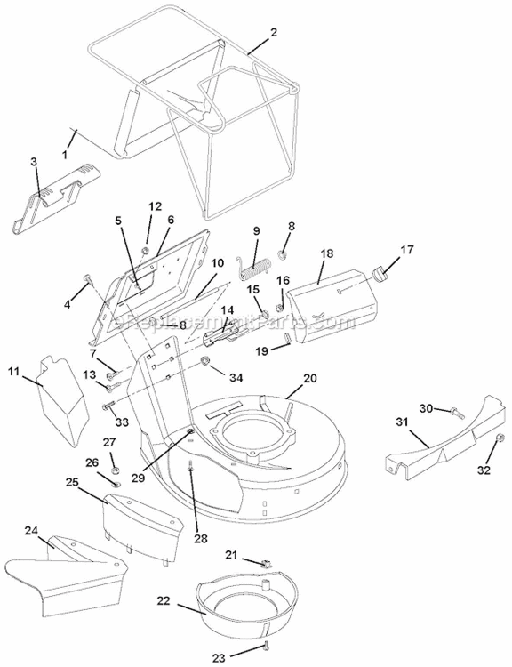 Mower_Pan_And_Bag Diagram and Parts List for 911194  Ariens Lawn Mower