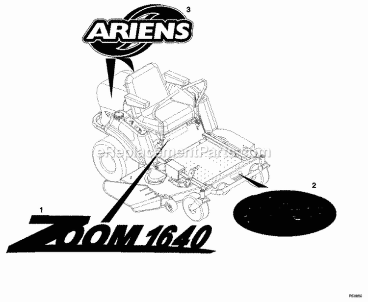 Decals_-_Style Diagram and Parts List for 915037 000101 Ariens Lawn Tractor