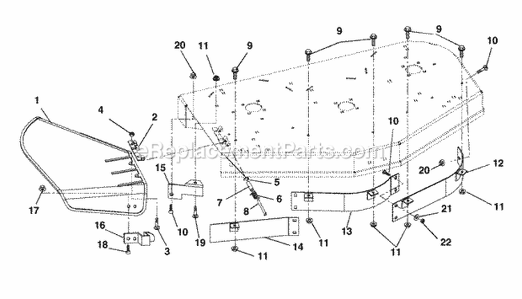 Baffles_And_Chute Diagram and Parts List for 915057 000101 Ariens Lawn Tractor