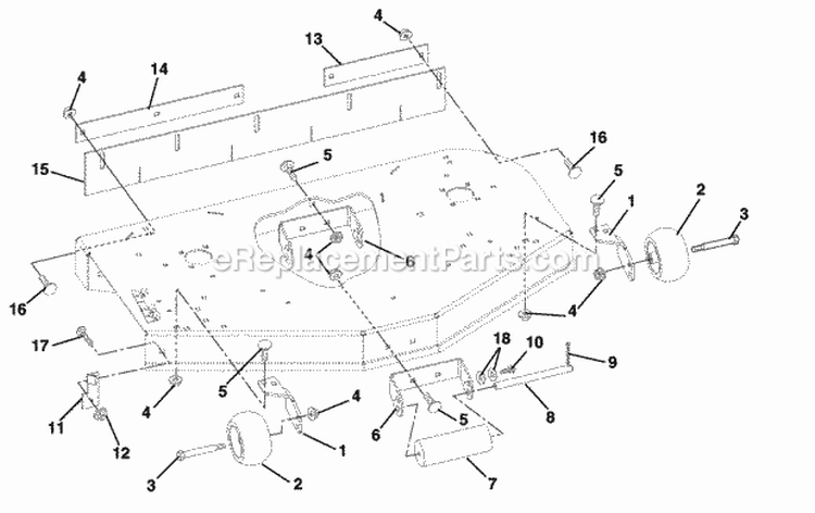 Mower_Brackets_And_Rollers Diagram and Parts List for 915057 000101 Ariens Lawn Tractor