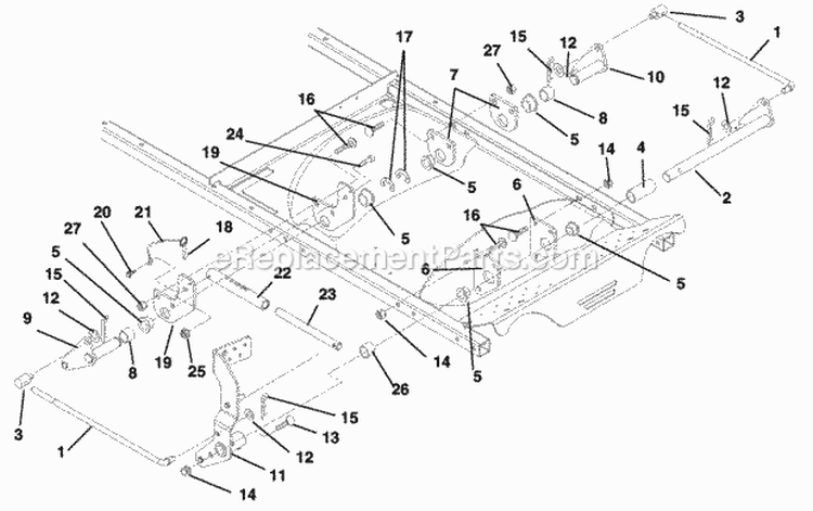 Mower_Deck_Lift Diagram and Parts List for 915057 000101 Ariens Lawn Tractor