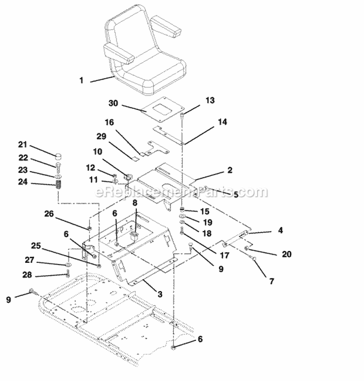 Seat_And_Seat_Support Diagram and Parts List for 915057 000101 Ariens Lawn Tractor