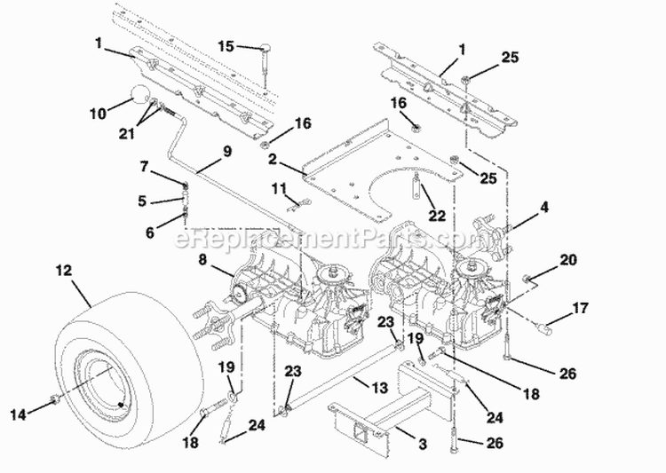 Transaxle_Dump_Valves_And_Rear_Wheels Diagram and Parts List for 915057 000101 Ariens Lawn Tractor