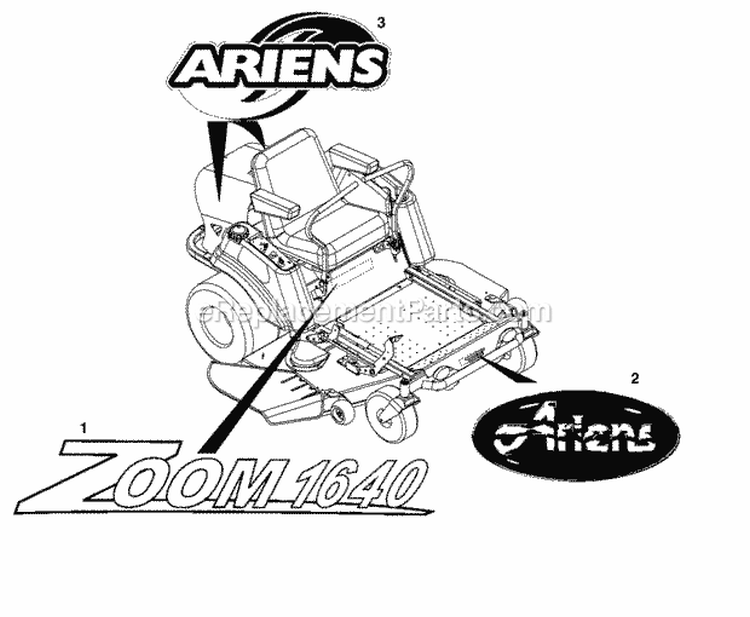 Decals_-_Style Diagram and Parts List for 915057 000101 Ariens Lawn Tractor