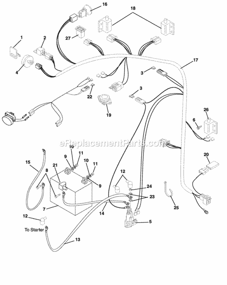 Electrical_System Diagram and Parts List for 915057 000101 Ariens Lawn Tractor