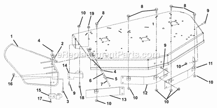 Baffles_And_Chute Diagram and Parts List for 915057 005000 Ariens Lawn Tractor
