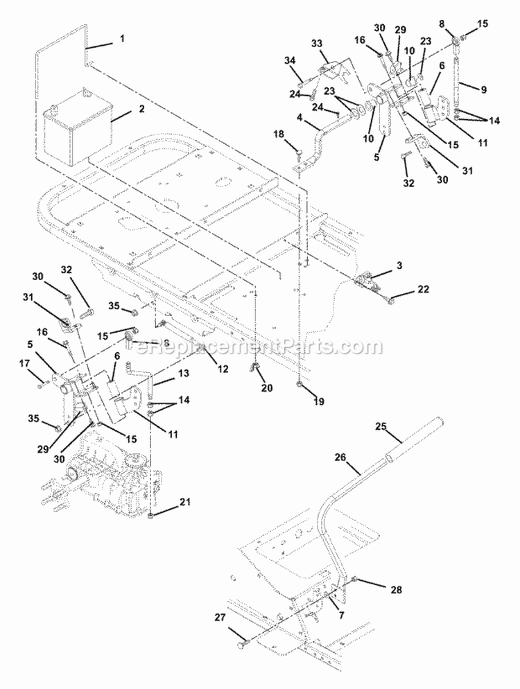 Steering_Controls Diagram and Parts List for 915057 005000 Ariens Lawn Tractor